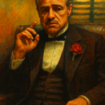Colorful portrait of Vito Corleone showcasing emotional intelligence with vibrant tones and expressive realism
