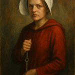 Oil painting of June Osborne from The Handmaid's Tale, symbolizing resistance, survival, and hope against oppression.