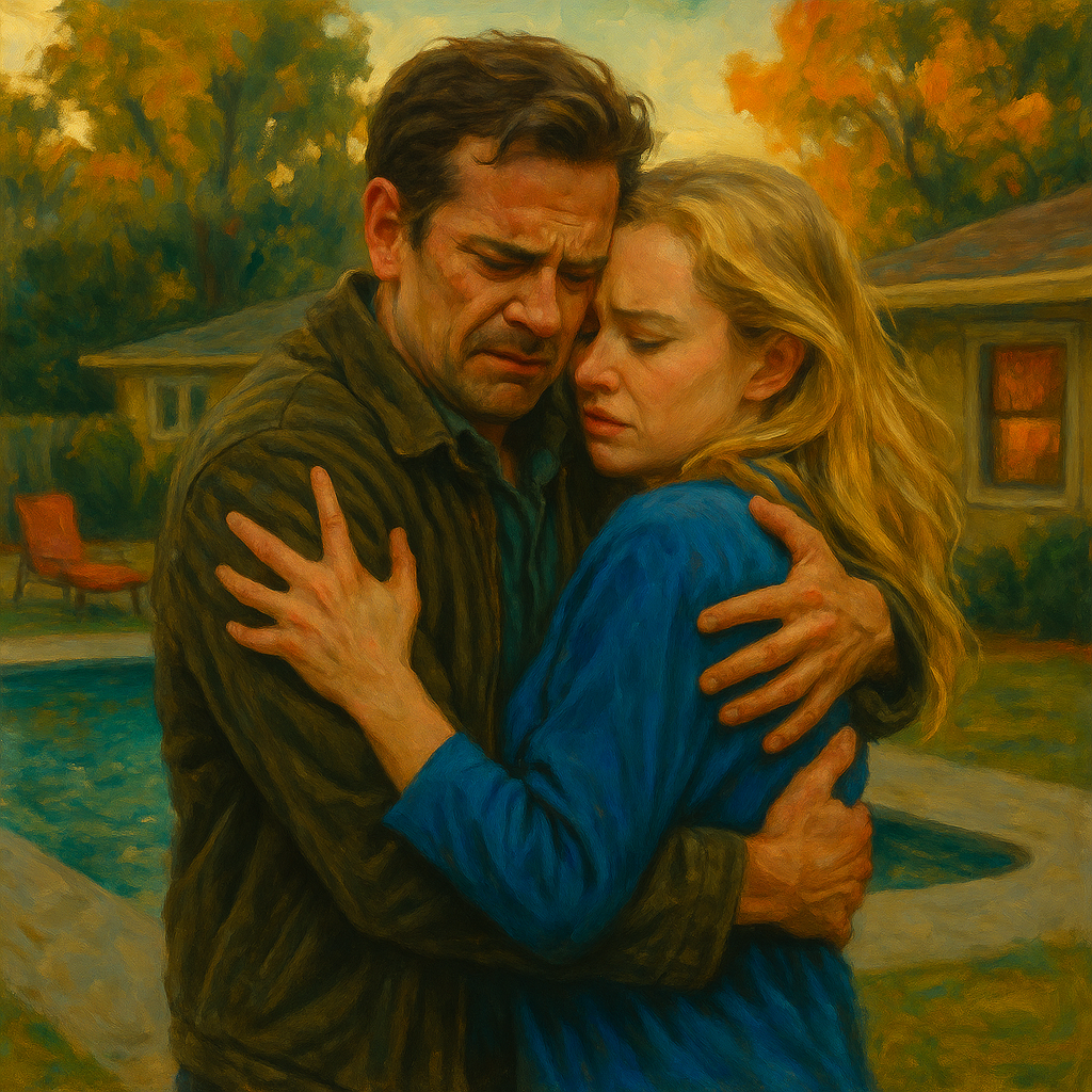 Oil painting-style scene featuring iconic characters from movies and TV such as Carrie Bradshaw, Amy Dunne, and Noah and Alison, symbolizing trauma bonds and toxic relationships.