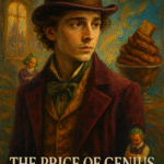 Digital painting of Timothée Chalamet as Willy Wonka in 2023 film, symbolizing imagination, isolation, and the sacrifices of genius.