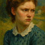 Oil painting-style portrait of Amy March from Little Women, portraying her ambition and artistic elegance, inspired by her journey in the 1994 and 2019 film adaptations.