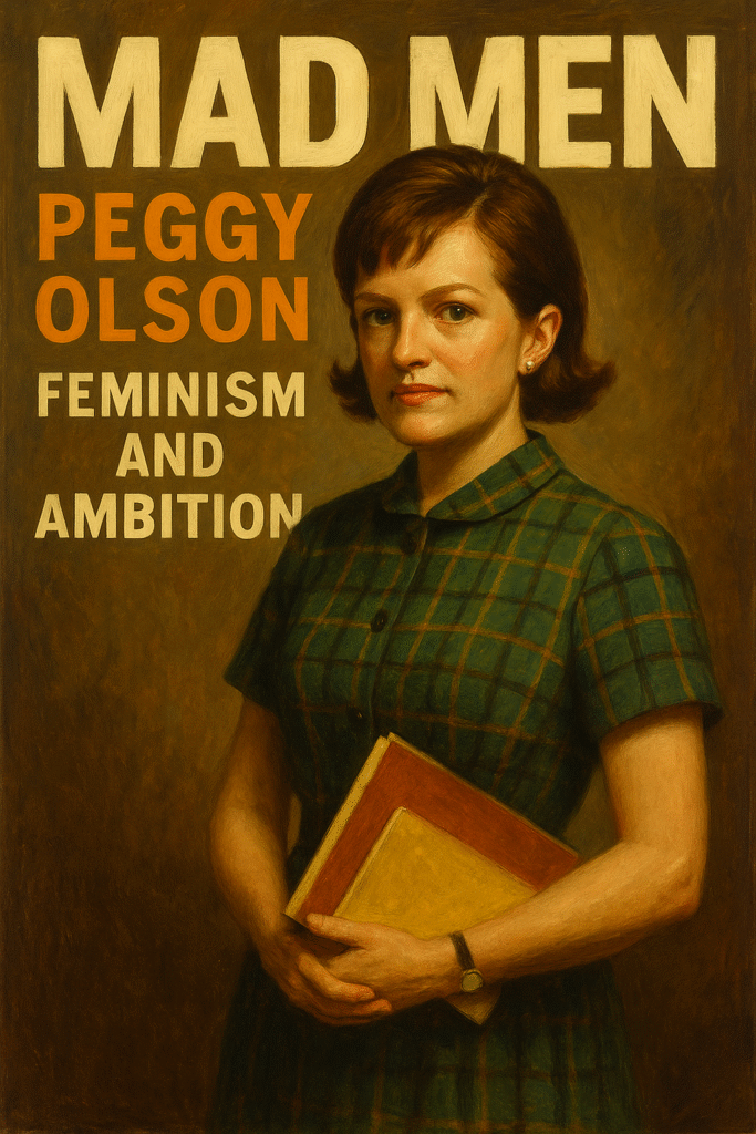 Oil painting of Peggy Olson from Mad Men symbolizing feminism, ambition, and breaking barriers in the 1960s workplace.