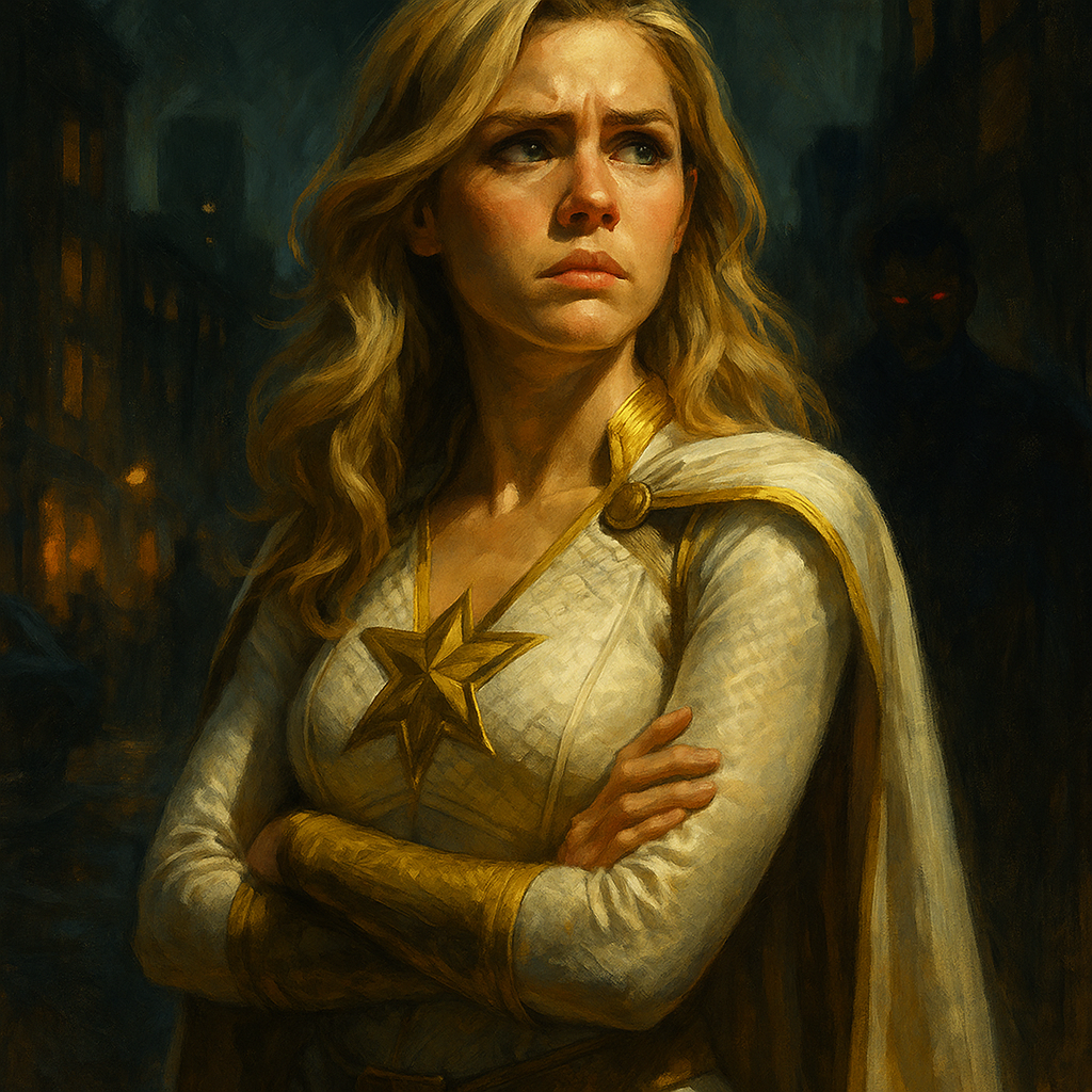 Digital painting of Starlight from The Boys, symbolizing integrity, resistance, and moral courage against Vought’s corruption.