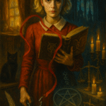 Sabrina Spellman oil painting symbolizing rebellion, dual identity, and autonomy — The Chilling Adventures of Sabrina themes and symbolism